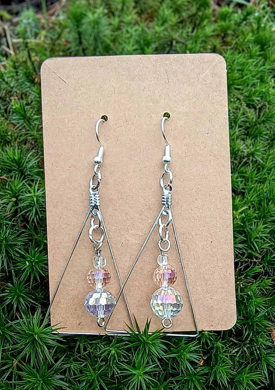"Moonlight" - Delicate beaded sterling silver hook earrings 