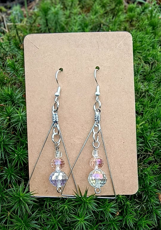 "Moonlight" - Delicate beaded sterling silver hook earrings 