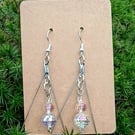 "Moonlight" - Delicate beaded sterling silver hook earrings 