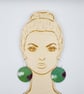 Green and cerise pink wooden hooped earrings  - Image 8