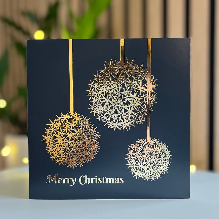 Navy Allium Christmas Card with Gold Foil