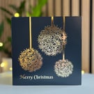 Navy Allium Christmas Card with Gold Foil