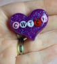 Hug or Cwtch Glitter Heart Brooch, Thinking of You Gift - Image 4