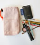Pink Drawstring Ditty Bag. Upcycled Repurposed Canvas - Image 4