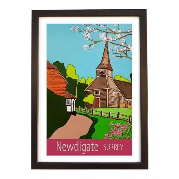 Newdigate Surrey travel poster print by Susie West