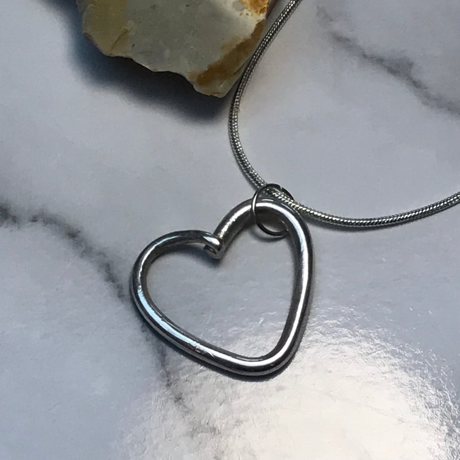 Heart Pendant From Hand Rolled Recycled Silver
