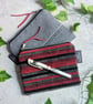 Striped Chenille and Upcycled Denim Chambray Purse Pouch or Makeup Bag - Image 3