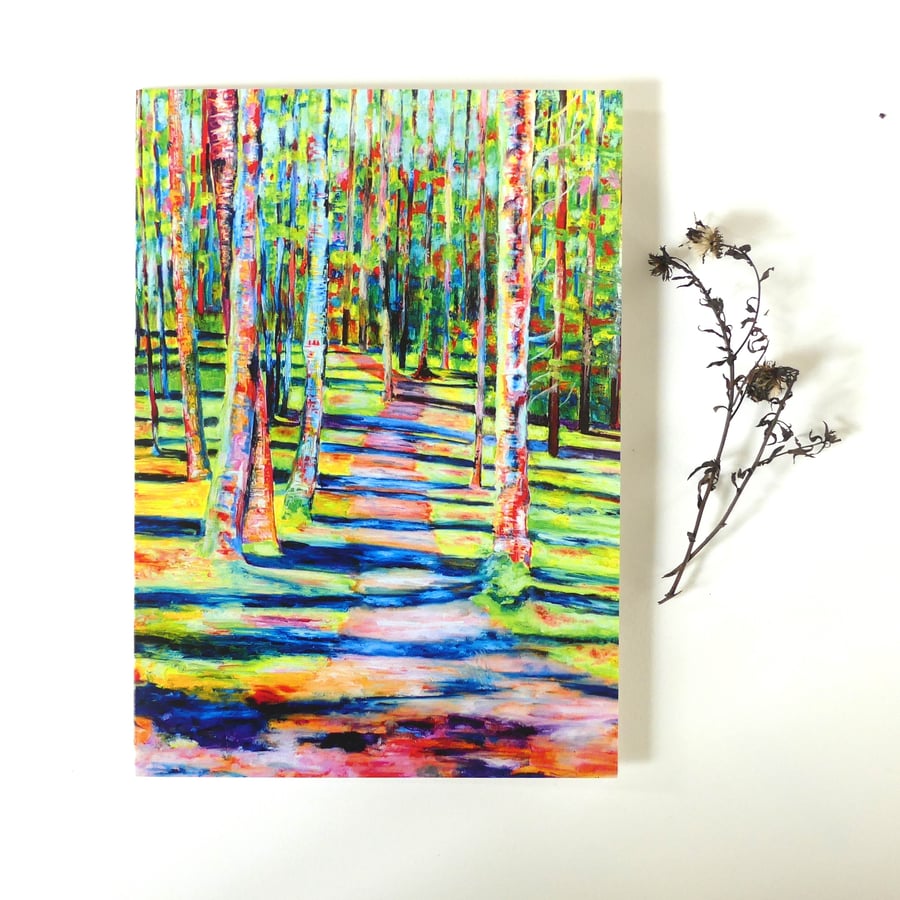 Impressionist Woodland Landscape Greeting Card from Original Oil Painting