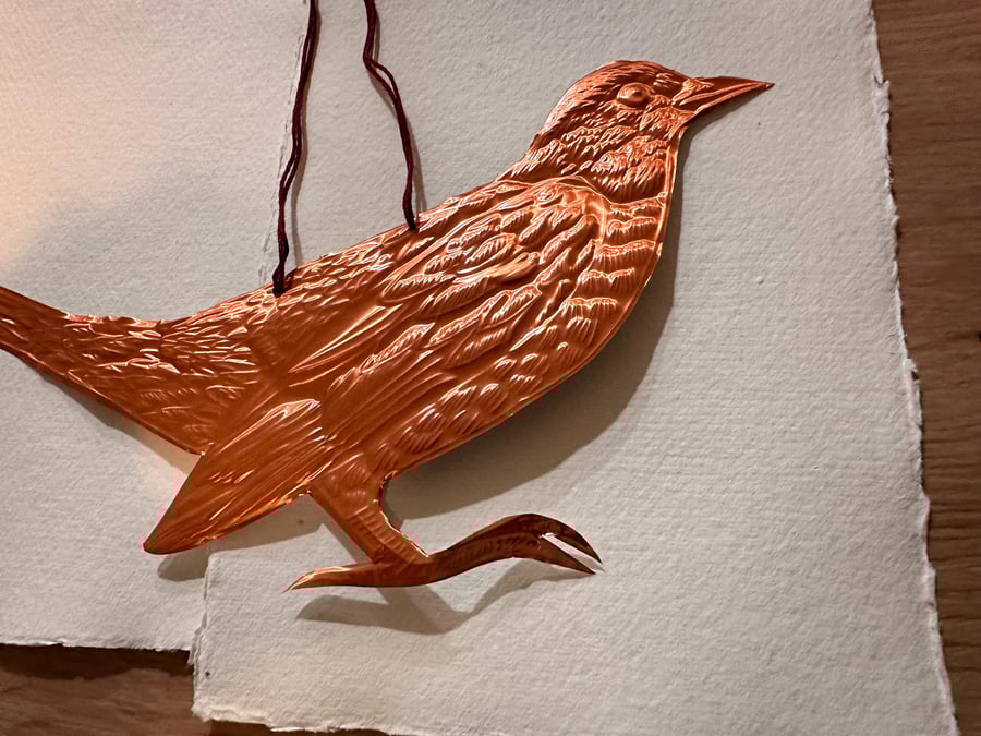 Hanging Copper Blackbird Handmade Decoration