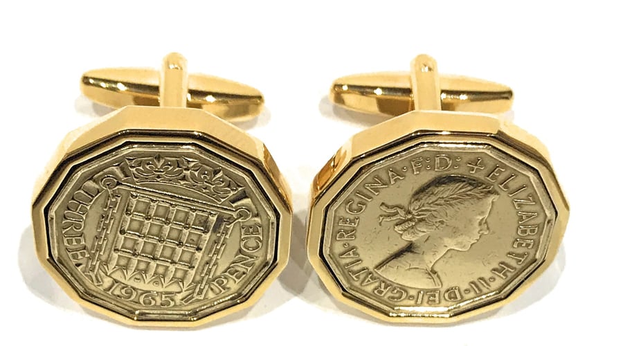 1965 Threepence Coin Cufflinks Mens 59th Birthday Gift  Present Anniversary 