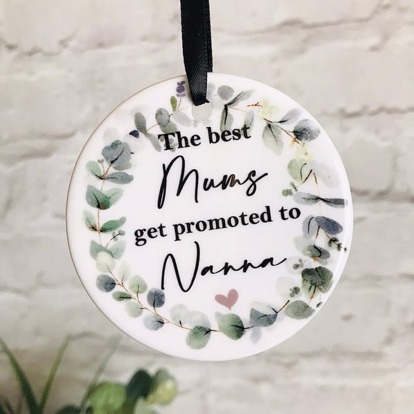 Promoted to Nanna ceramic keepsake, New Grandparent gift, pregnancy announcement