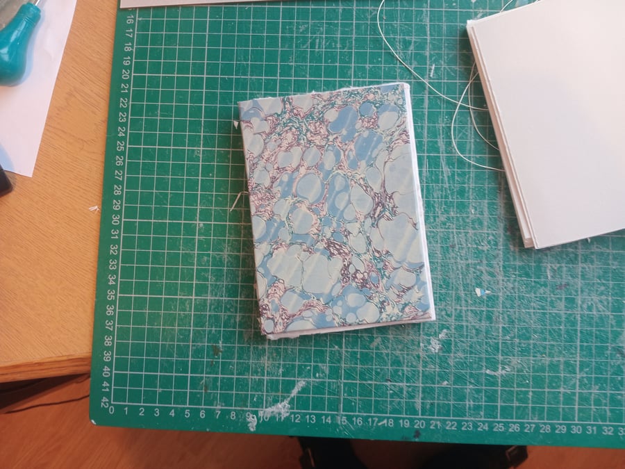 Accordion sketchbook A6 6 panels cotton rag paper printed marbled cover