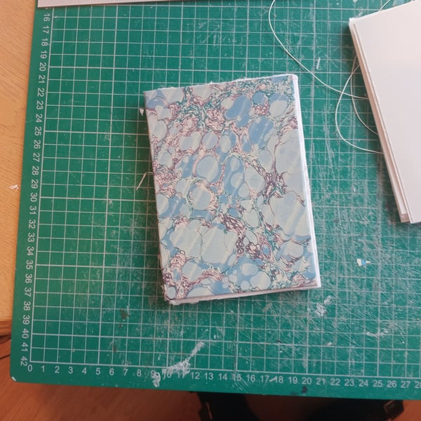 Accordion sketchbook A6 6 panels cotton rag paper printed marbled cover