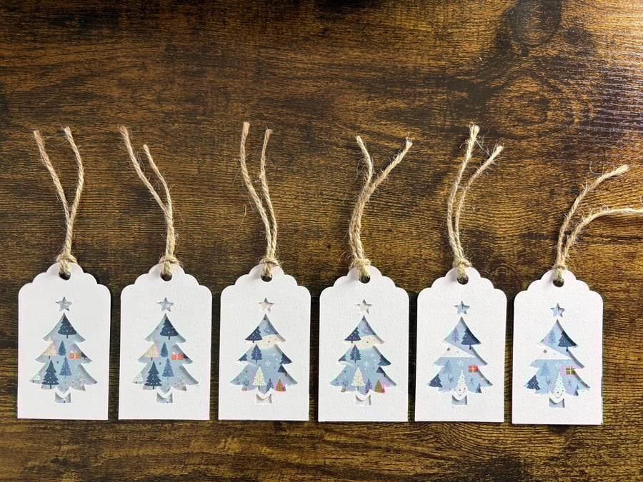 'Silent Night' – Pack of 6 Handmade Festive Tags for Christmas