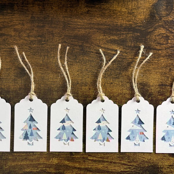 'Silent Night' – Pack of 6 Handmade Festive Tags for Christmas