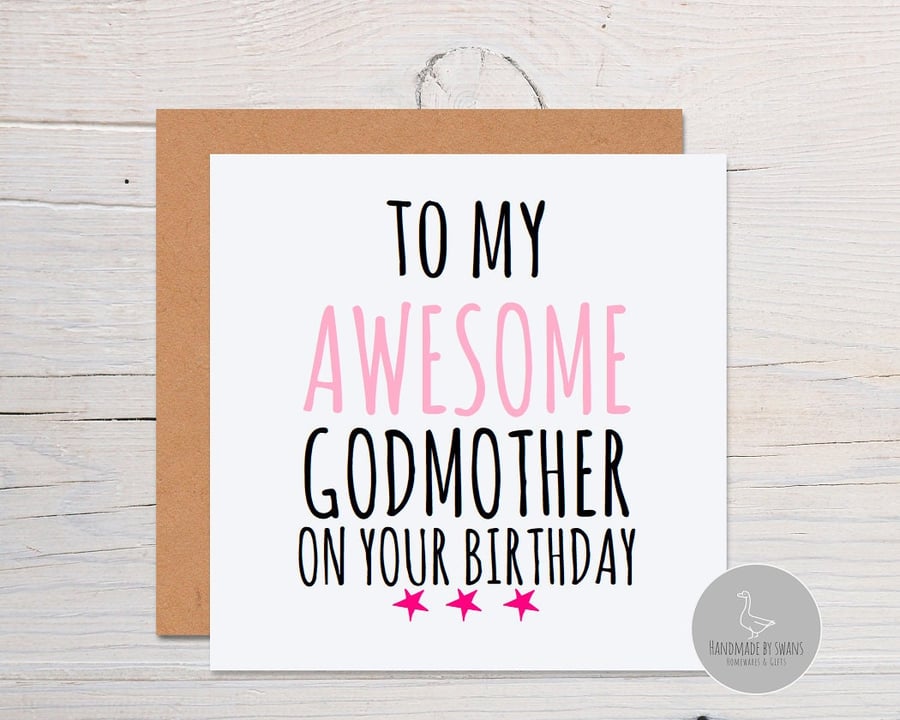 Birthday card for Godmother, God mother card, awesome god mother on your birthda
