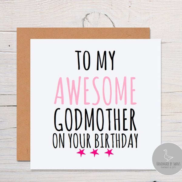 Birthday card for Godmother, God mother card, awesome god mother on your birthda