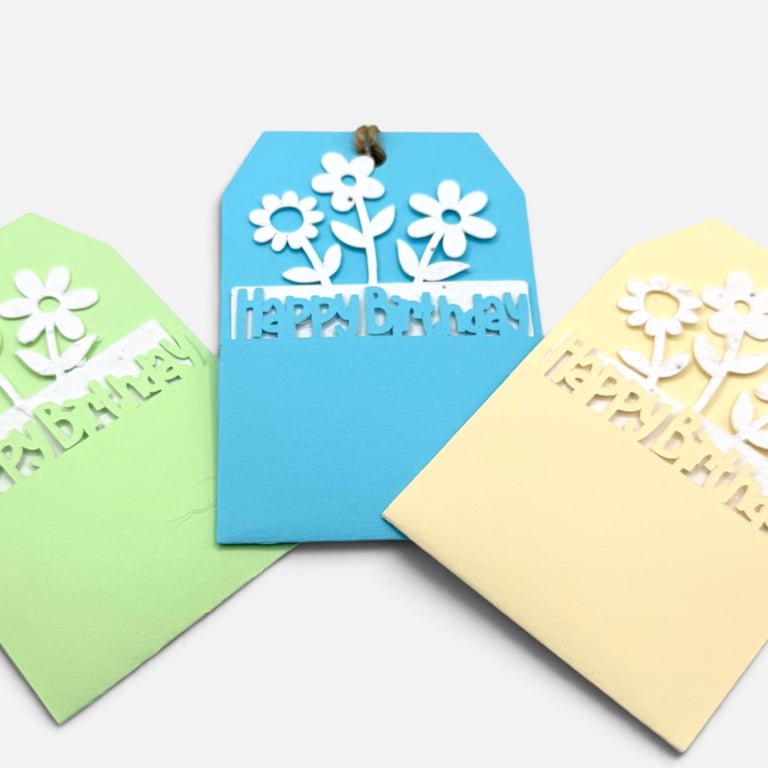 Plantable Birthday Gift Tags, Wildflower Seed Paper Inserts, Set of 3