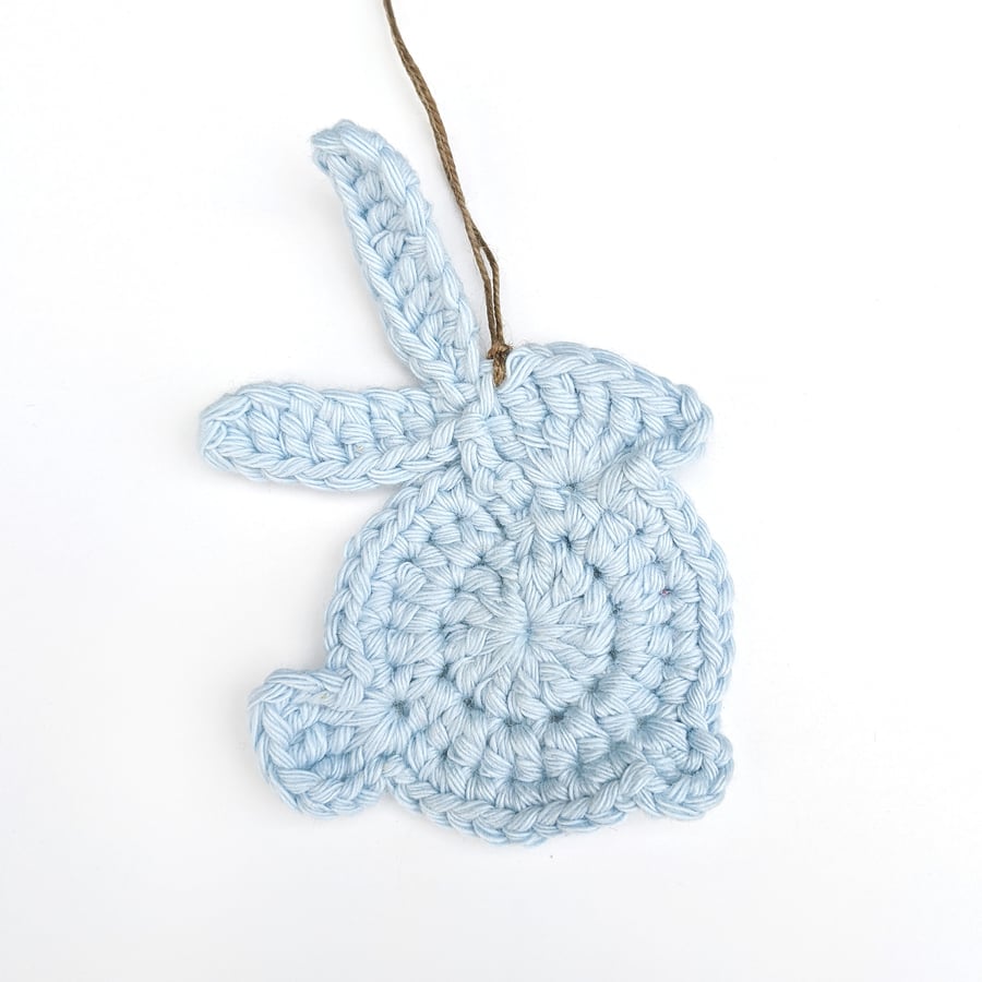 Crochet Bunny Hanging Decoration - Easter Decoration - Pale Blue