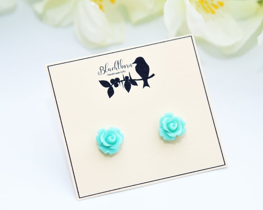 Turquoise Rose Earrings