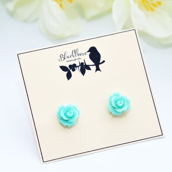 Turquoise Rose Earrings