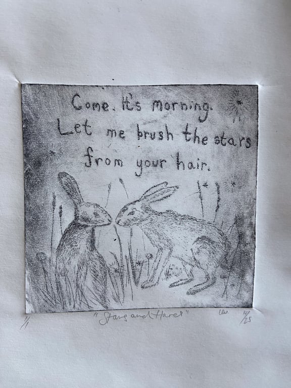 Two Hares, Drypoint Print