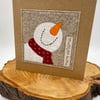 Happy smiley snowman appliqué Christmas card