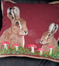 Needle Felted Hare & Mushroom Cushion  Pillow  Handmade Woodland Forest Decor - Image 9