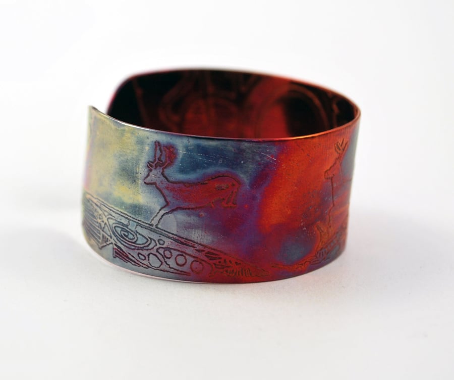 Medium copper stag deer cuff