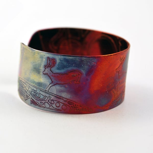 Medium copper stag deer cuff