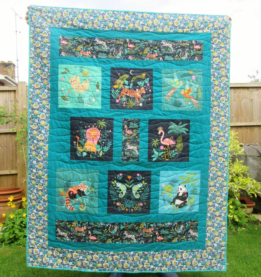 Jungle Animals Luxury Patchwork Quilt
