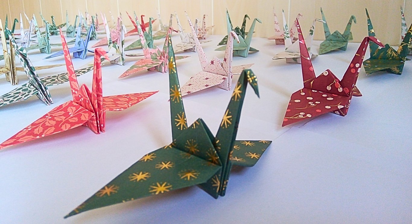 Origami Japanese Paper Bird Set E of 40 Handmade Christmas Decorations