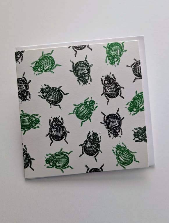 Green Beetle Blank Greating Card