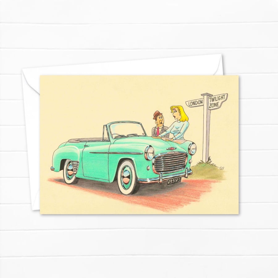 Fifties Nostalgia Greeting Card: Hand Drawn Classic Car Illustration (310)