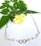 Dainty Cultured Pearl & Infinity Link Necklace Sterling Silver Wedding NecklaceT