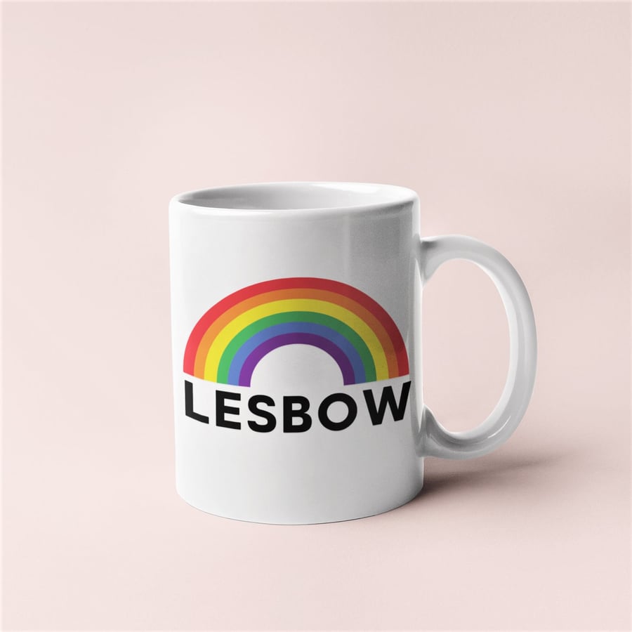 Lesbow Lesbian Mug Funny Novelty Gift Present Girlfriend Pride Rainbow Theme -