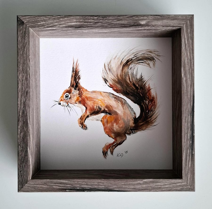 Image of Original Squirrel Painting, Watercolour Art