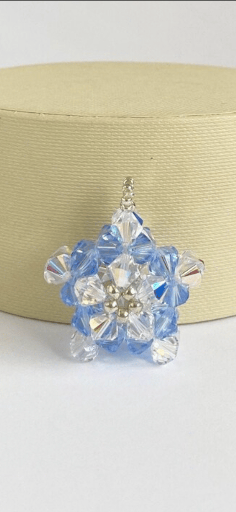 Handbag Charm, Light Sapphire Crystal Star, with a Chainmaille Chain and Keyring