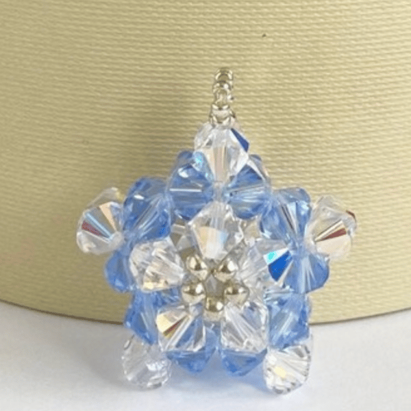 Handbag Charm, Light Sapphire Crystal Star, with a Chainmaille Chain and Keyring