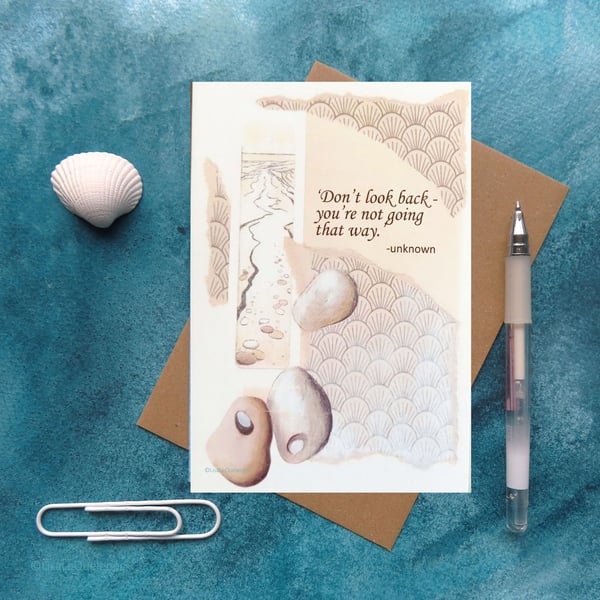 Inspirational quote blank greeting card notelet cellophane free plastic free