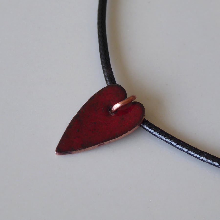 Red elongated heart pendant
