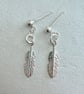 Dainty Feather Sterling Silver Earring Studs