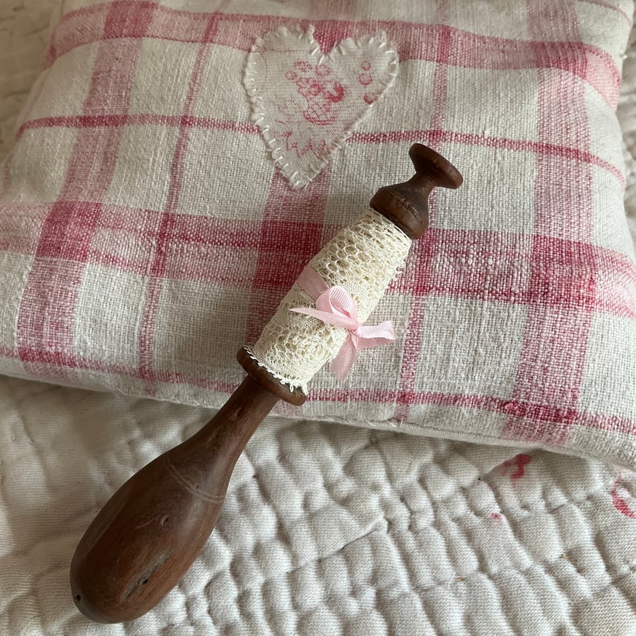 French Antique wooden lace bobbin