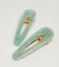 Mint Glitter Green Hair Clips