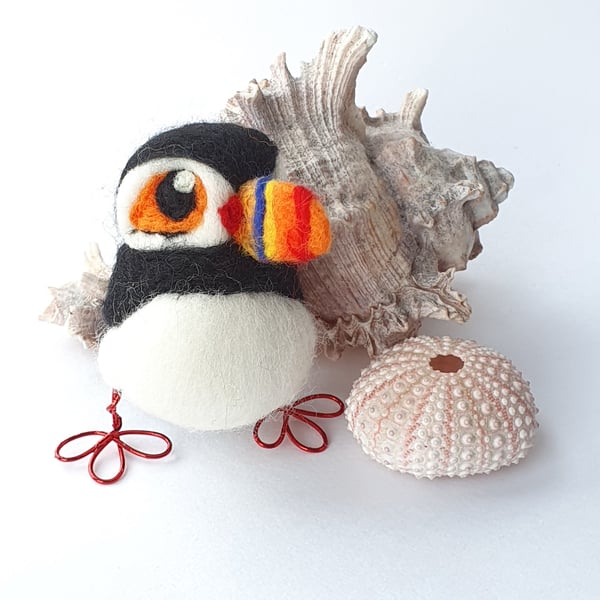 Needle Felted Puffin Bird Ornament