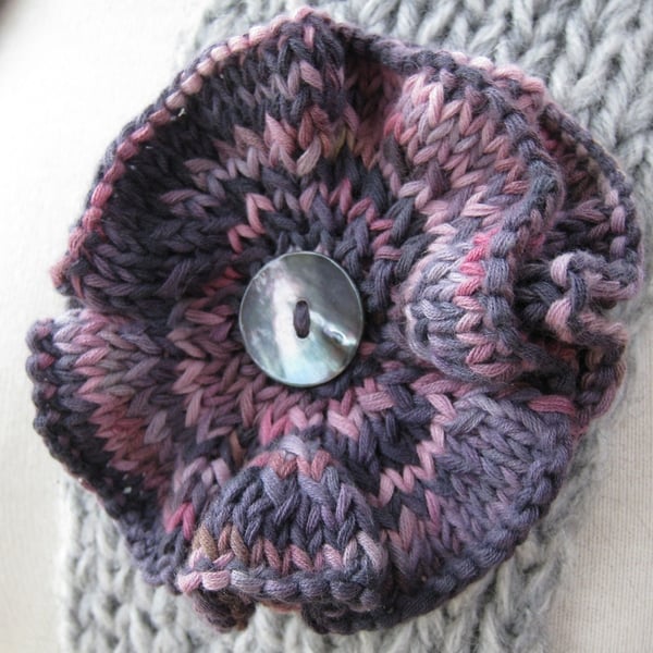 Deep Purple Knitted Flower Corsage