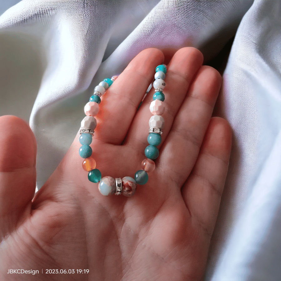 Aqua Terra jasper aquamarine and agate Beaded Folksy