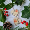 2 gift tags Christmas robin wooden decorations decoupage 