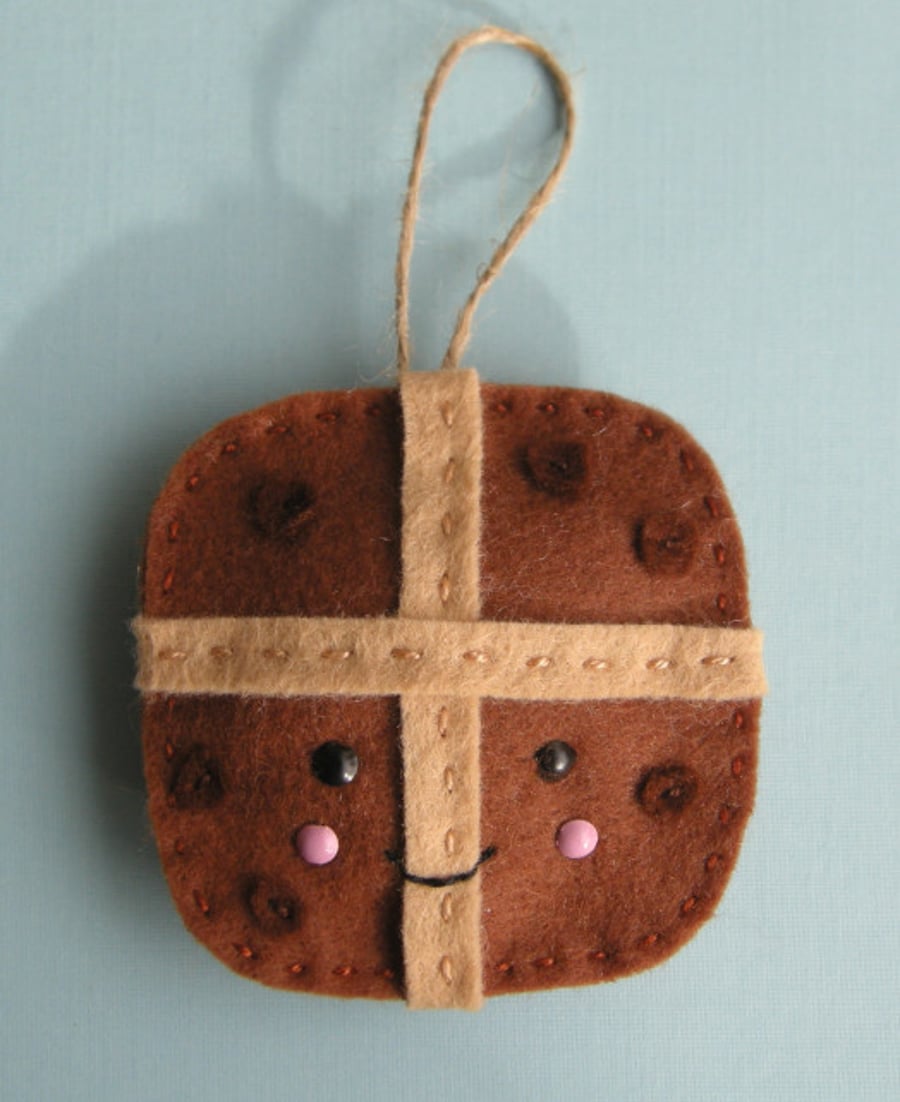 Handmade Needle Felt Hot Cross Bun Decoration Handmade Needle Felt Hot Cross Bun Decoration