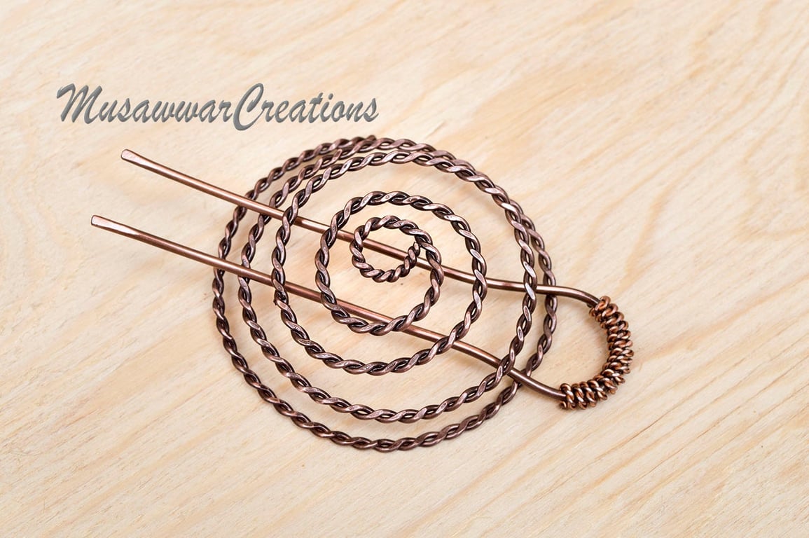 Antique copper Spiral bun cage ,hair bun holder,hair bun ,hair bun holder, twist
